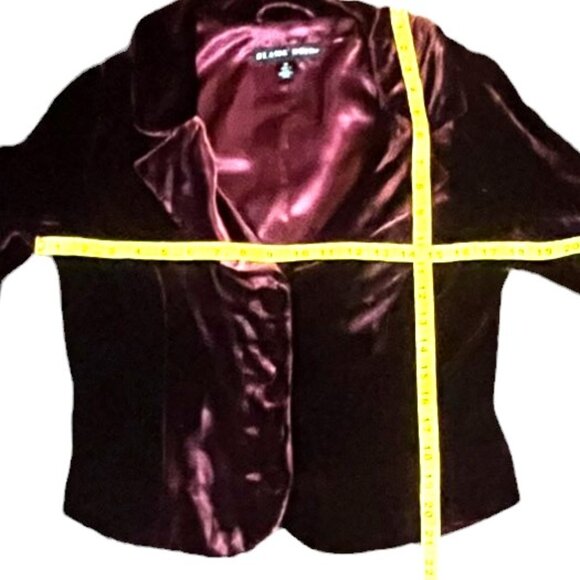 Blanc Noir Burgundy Velvet Lined Jacket, Button Front & Cuffs, Size M - Picture 3 of 7